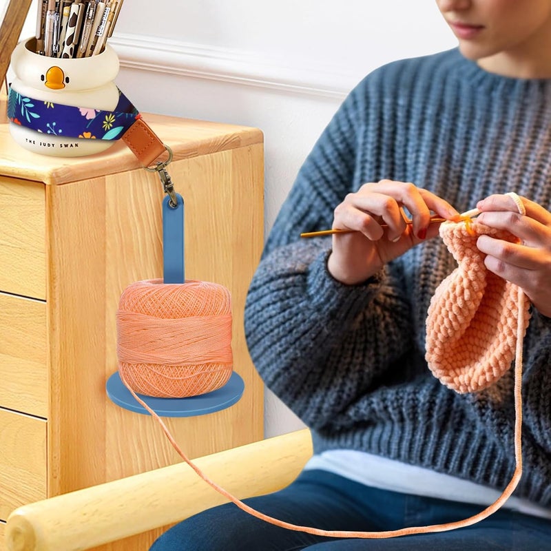 Dasonwin Wrist Yarn Holder for Walking & Travel, Portable Tangle-Free Spindle, Lightweight Hanging Dispenser, Crochet Gift (Blue) - Image 2